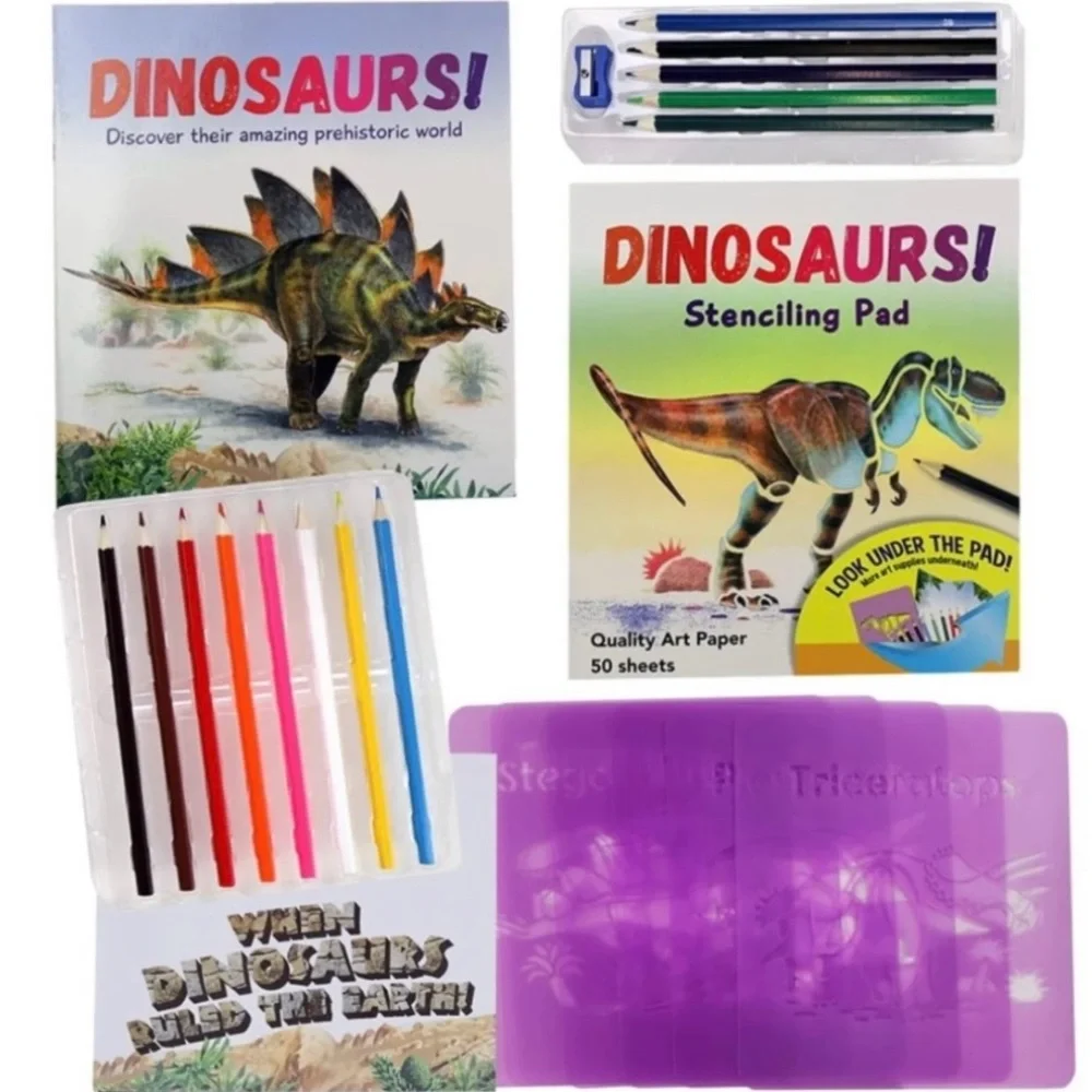 Draw Dinosaurs Stencil & Color Kit & Safari Ltd® TOOBS® Dinos